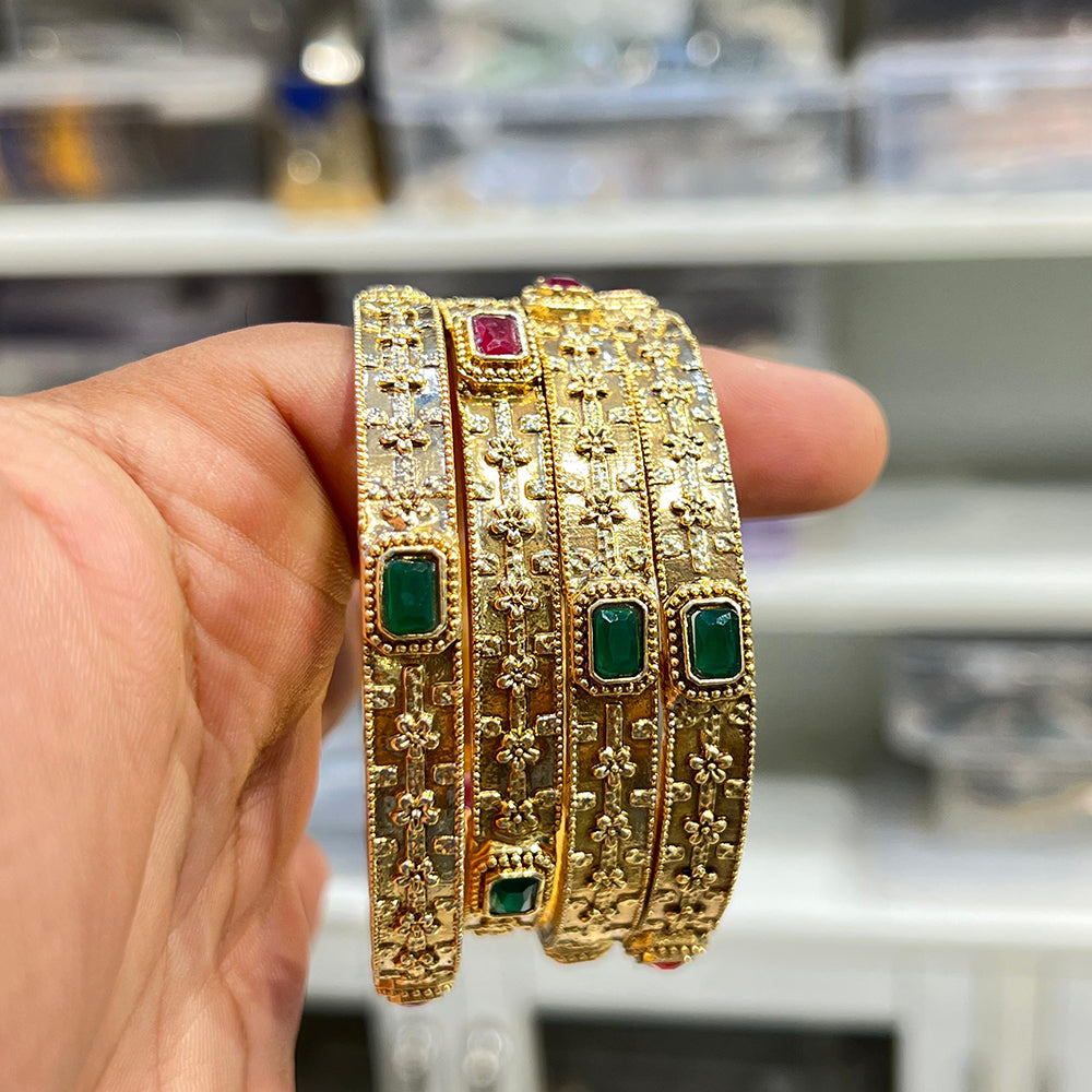 Hira Collections Royal Pota Stone Bangles Set