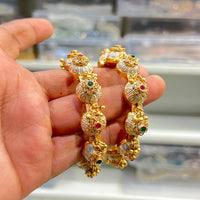 Hira Collections Royal Pota Stone And Meenakari Openable Bangles Set