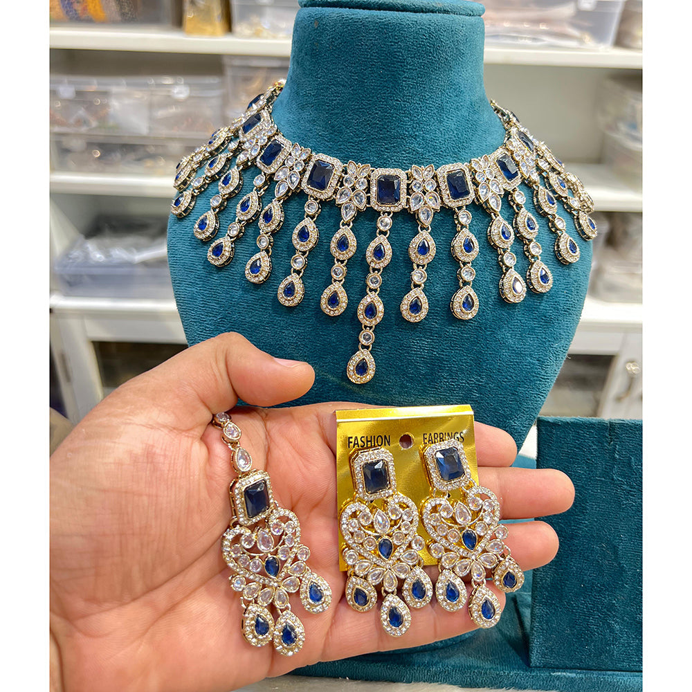 Hira Collections Sparkling Crystal And Austrian Stone Necklace Jewellery Set