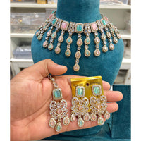 Hira Collections Sparkling Crystal And Austrian Stone Necklace Jewellery Set