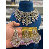 Hira Collections Sparkling Crystal And Beads Necklace Jewellery Set