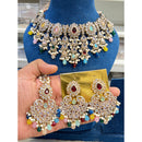 Hira Collections Sparkling Crystal And Beads Necklace Jewellery Set