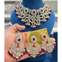 Hira Collections Sparkling Crystal And Beads Necklace Jewellery Set
