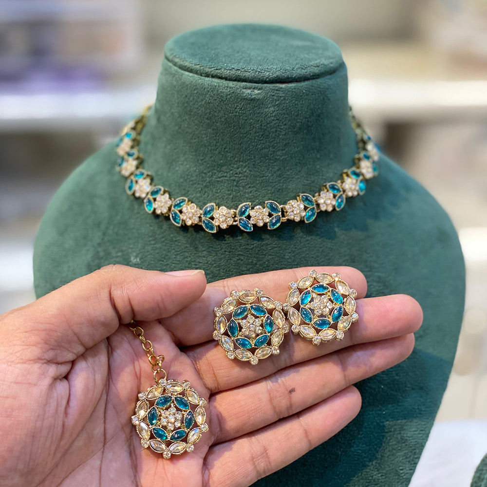 Hira Collections Timeless Glam Pota and Kundan Stone Necklace Set