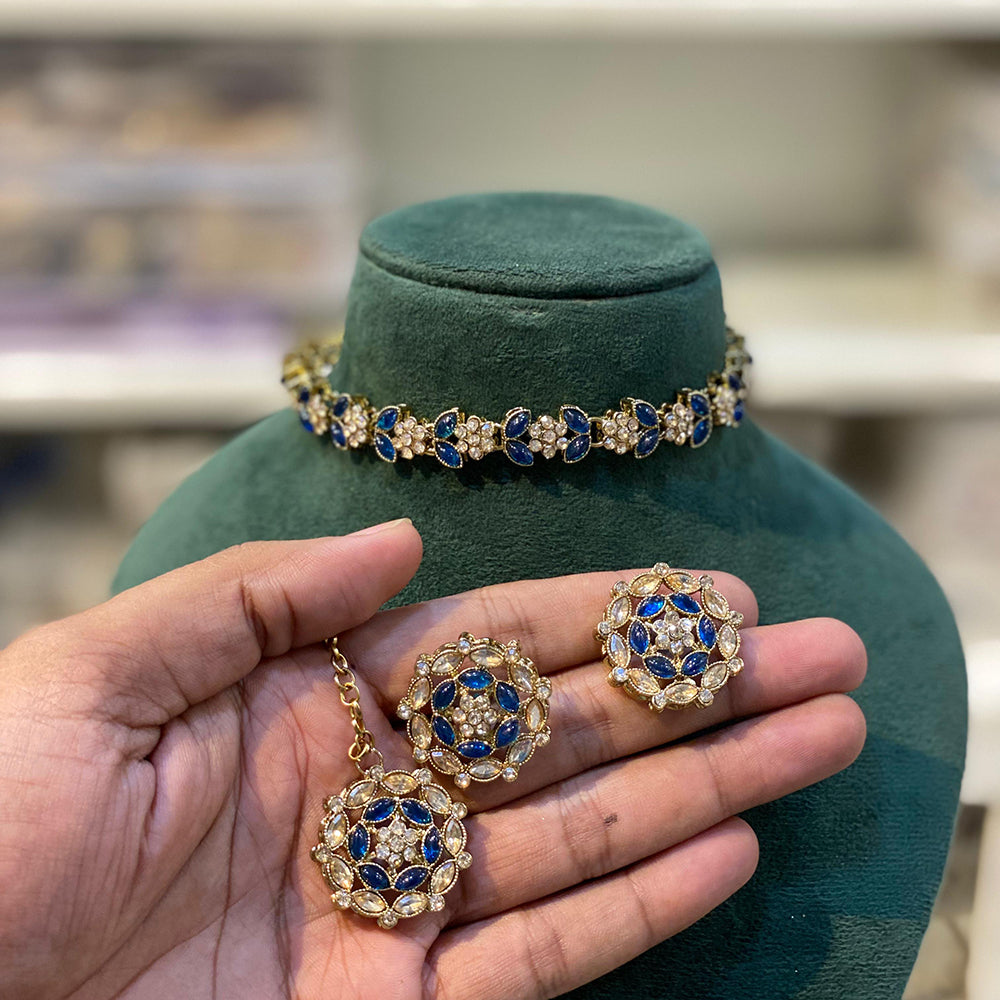 Hira Collections Timeless Glam Pota and Kundan Stone Necklace Set