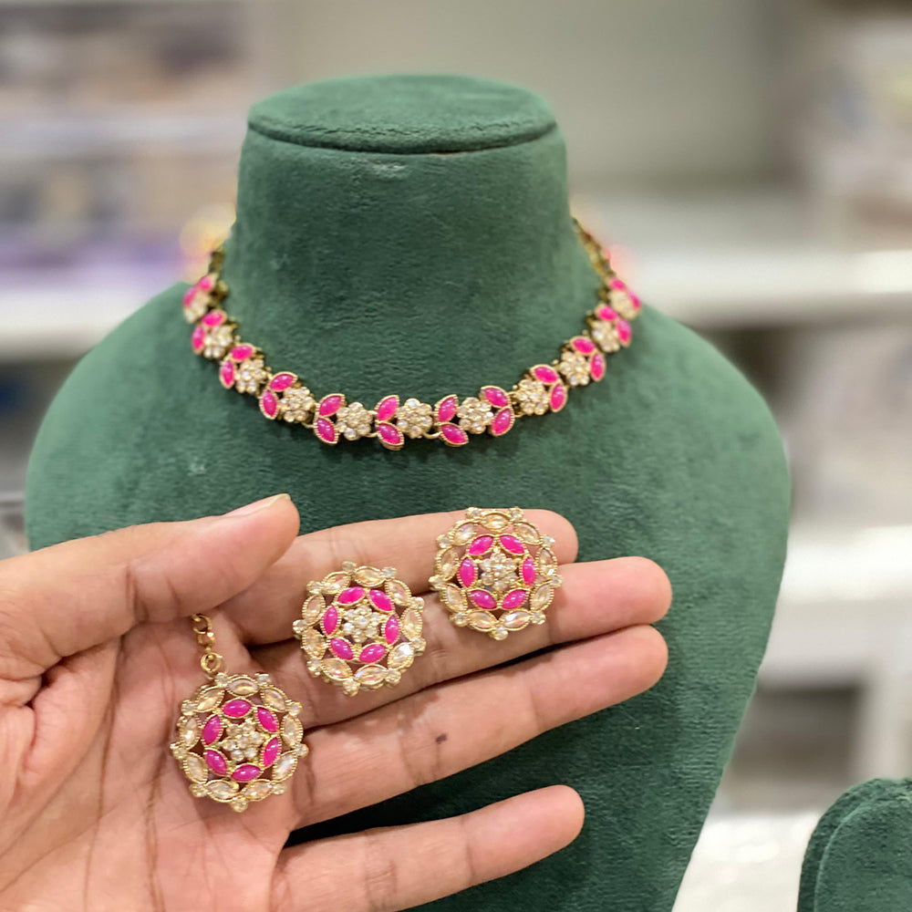Hira Collections Timeless Glam Pota and Kundan Stone Necklace Set