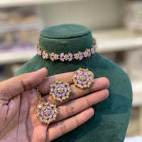 Hira Collections Timeless Glam Pota and Kundan Stone Necklace Set
