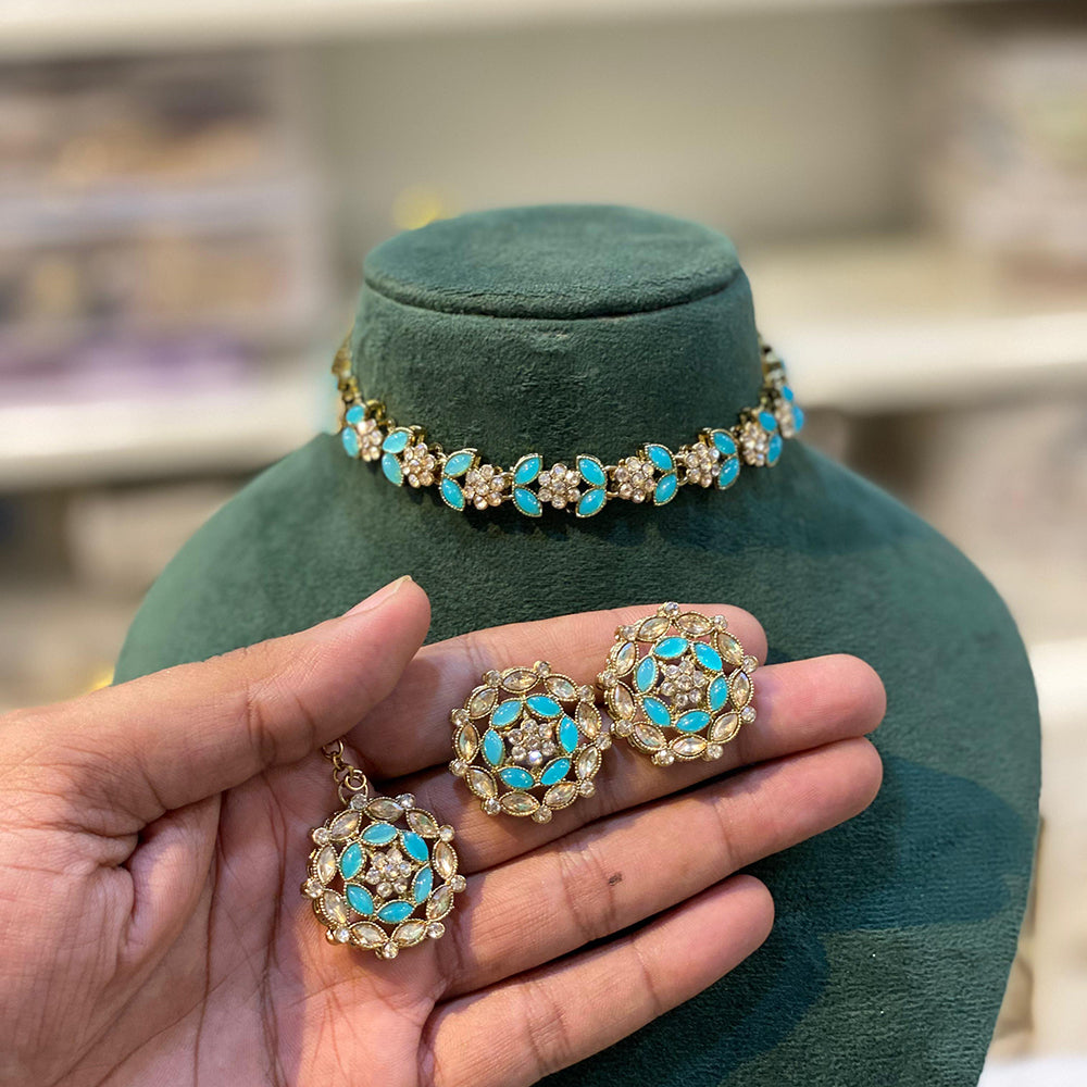 Hira Collections Timeless Glam Pota and Kundan Stone Necklace Set
