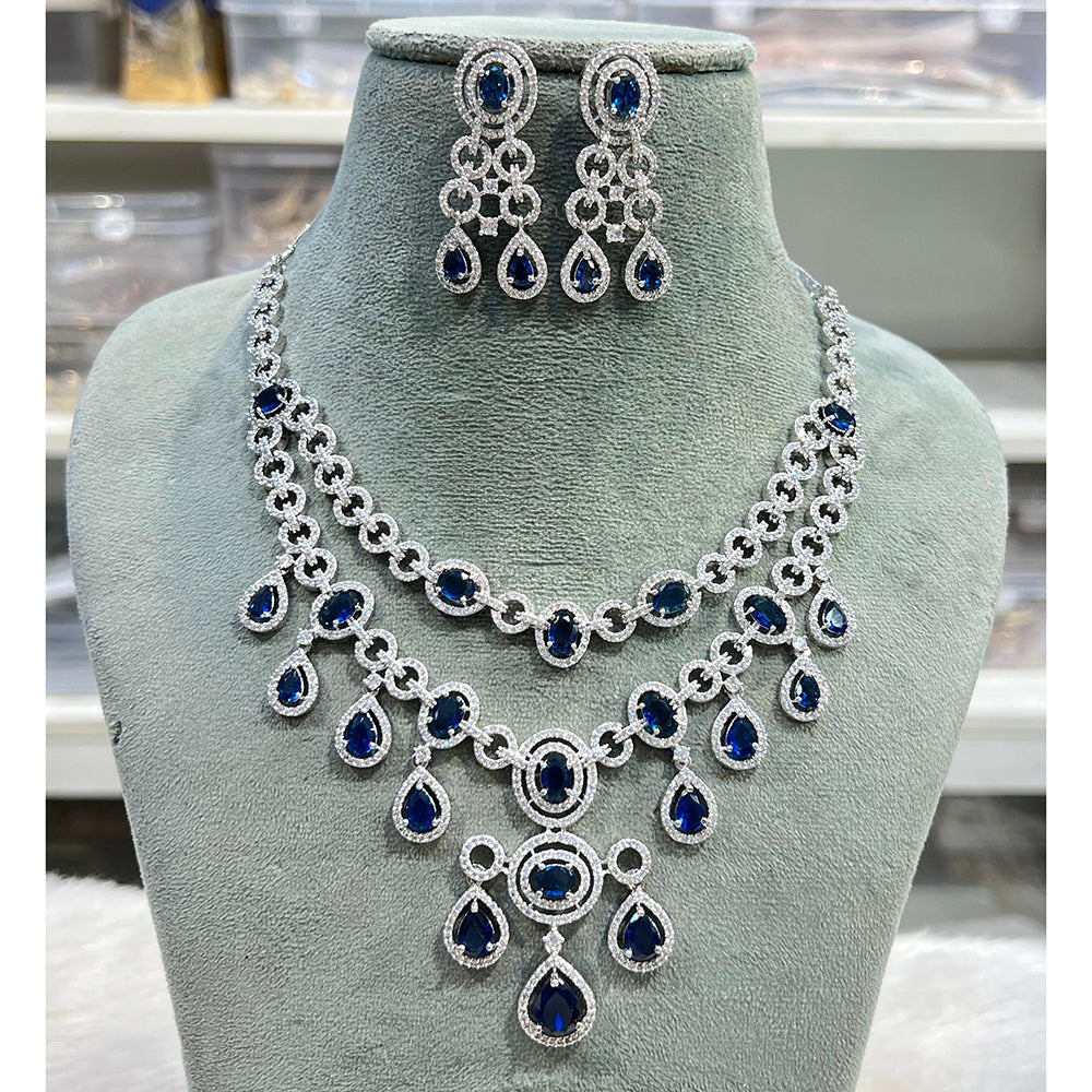 Hira Collection Shimmering American Diamond And Austrian Stone Necklace Set