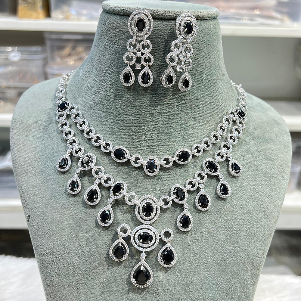 Hira Collection Shimmering American Diamond And Austrian Stone Necklace Set