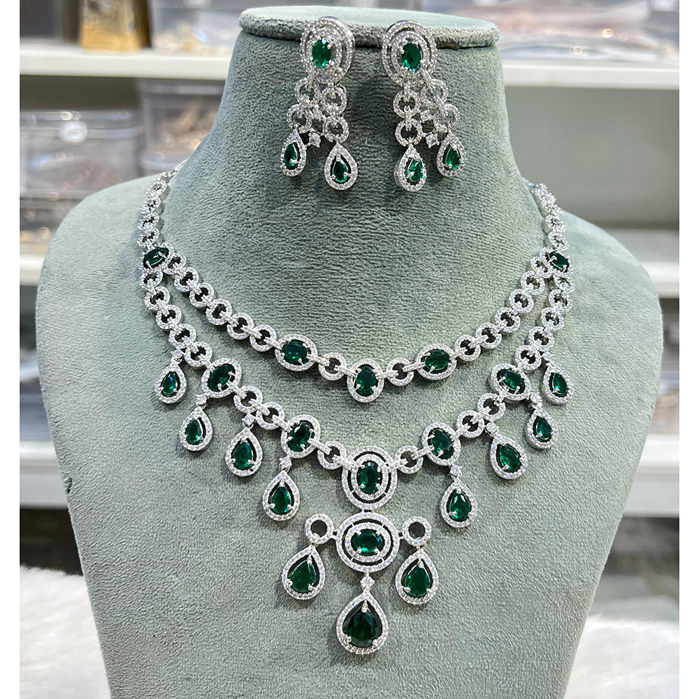 Hira Collection Shimmering American Diamond And Austrian Stone Necklace Set