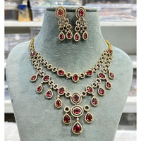Hira Collection Shimmering American Diamond And Austrian Stone Necklace Set