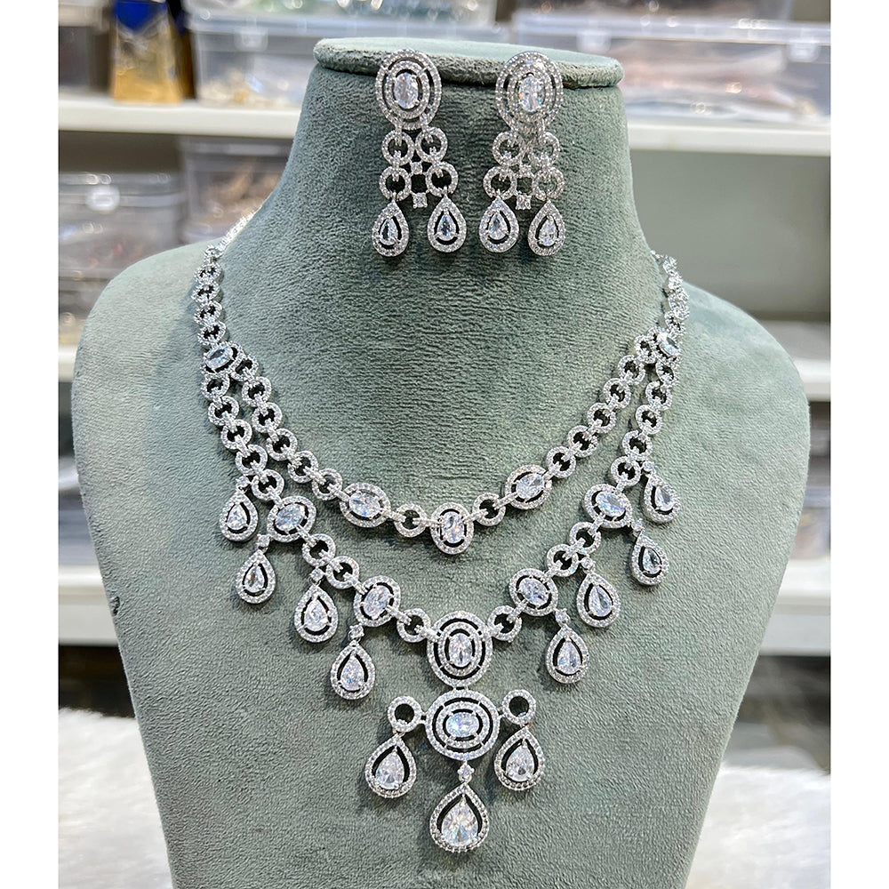 Hira Collection Shimmering American Diamond And Austrian Stone Necklace Set