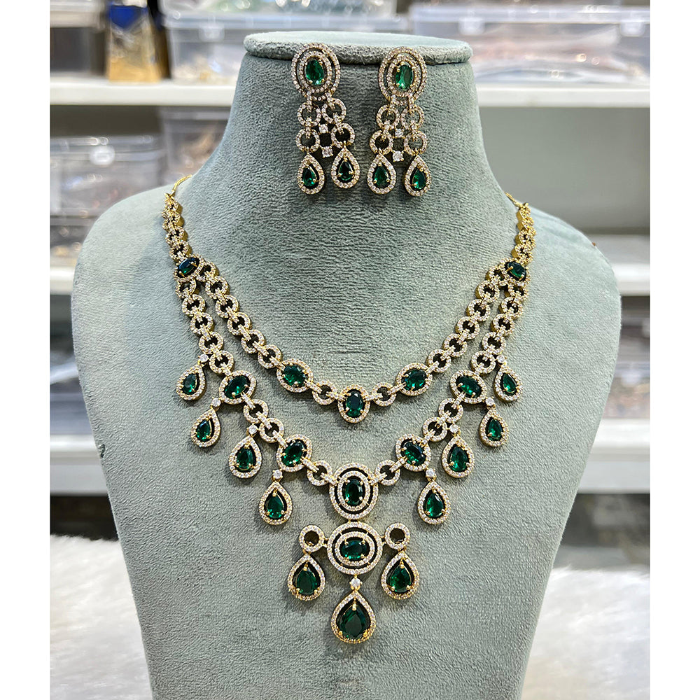 Hira Collection Shimmering American Diamond And Austrian Stone Necklace Set
