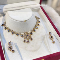 Hira Collection Sparkling American Diamond And Austrian Stone Necklace Set