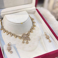 Hira Collection Sparkling American Diamond And Austrian Stone Necklace Set