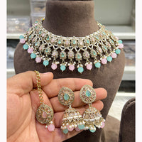 Hira Collections Ethnic Glow Pota And Pearl Necklace Set