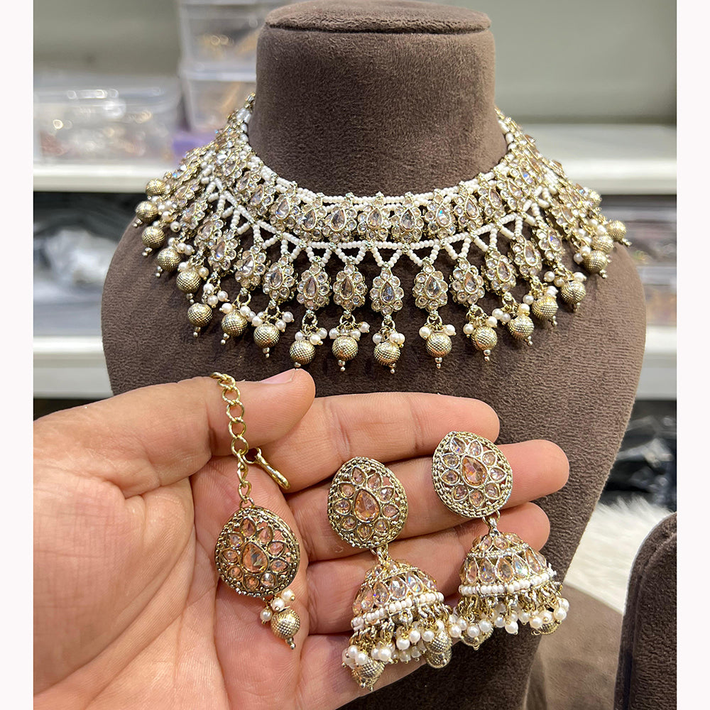 Hira Collections Ethnic Glow Pota And Pearl Necklace Set