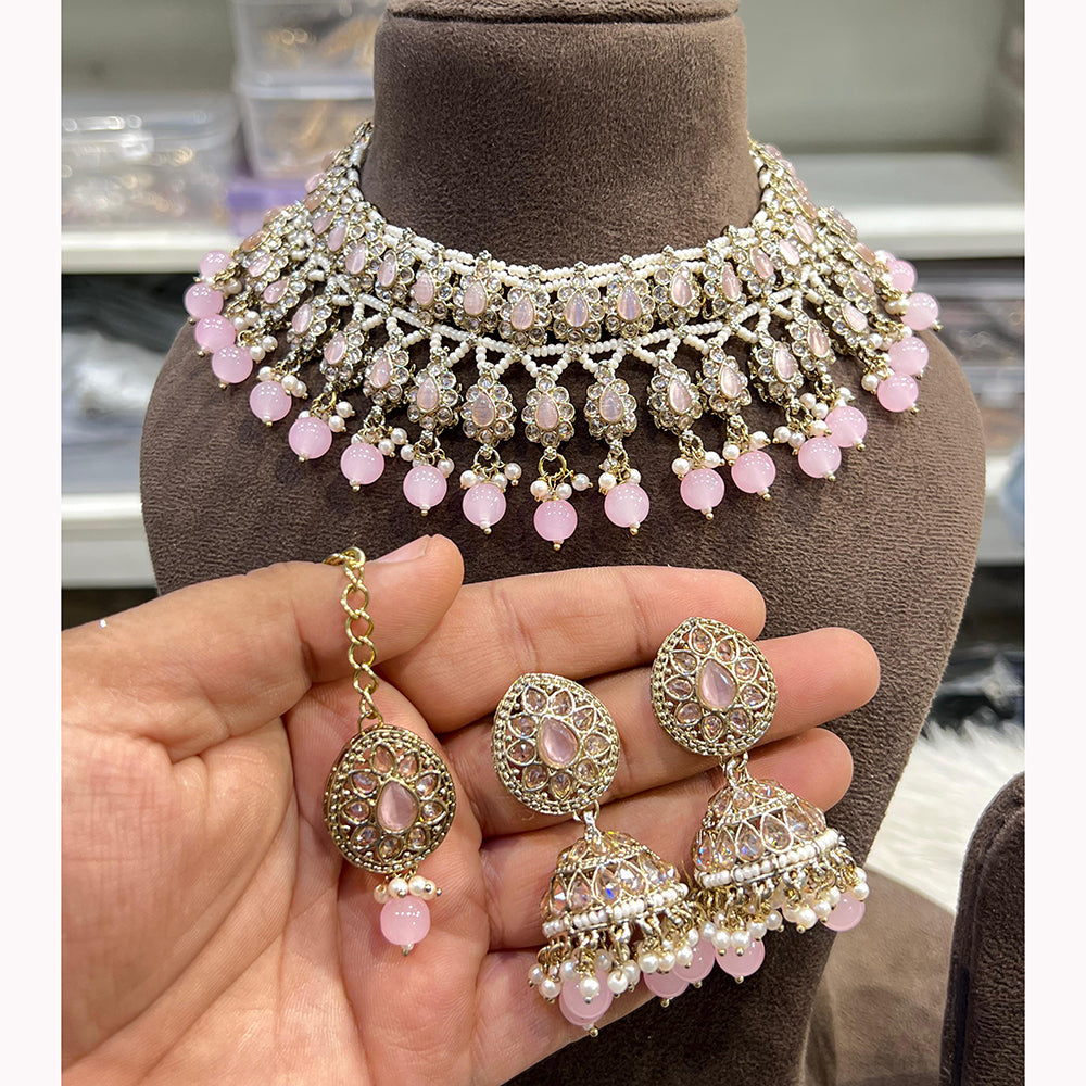 Hira Collections Ethnic Glow Pota And Pearl Necklace Set