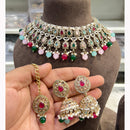 Hira Collections Ethnic Glow Pota And Pearl Necklace Set