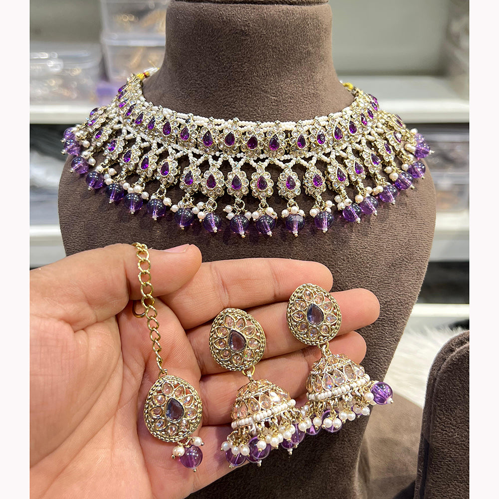 Hira Collections Ethnic Glow Pota And Pearl Necklace Set