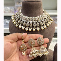 Hira Collections Ethnic Glow Pota And Pearl Necklace Set