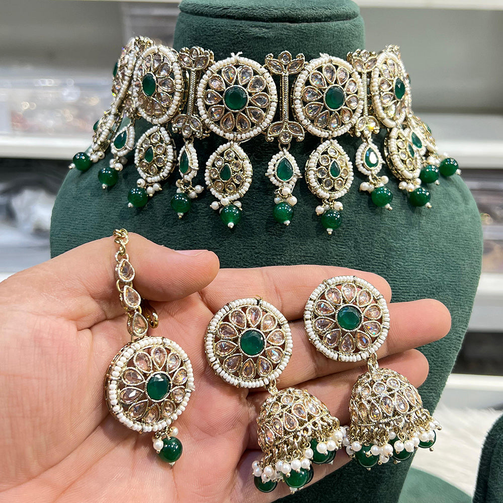 Hira Collections Ethnic Glow Pota And Pearl Necklace Set