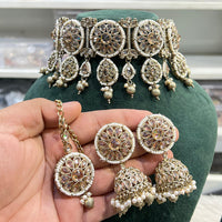 Hira Collections Ethnic Glow Pota And Pearl Necklace Set