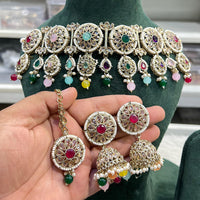 Hira Collections Ethnic Glow Pota And Pearl Necklace Set