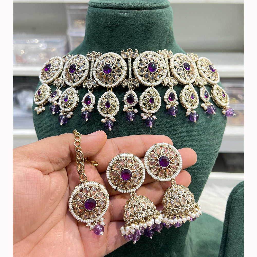 Hira Collections Ethnic Glow Pota And Pearl Necklace Set