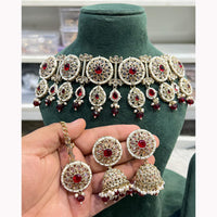 Hira Collections Ethnic Glow Pota And Pearl Necklace Set