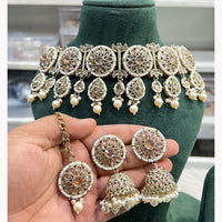 Hira Collections Ethnic Glow Pota And Pearl Necklace Set