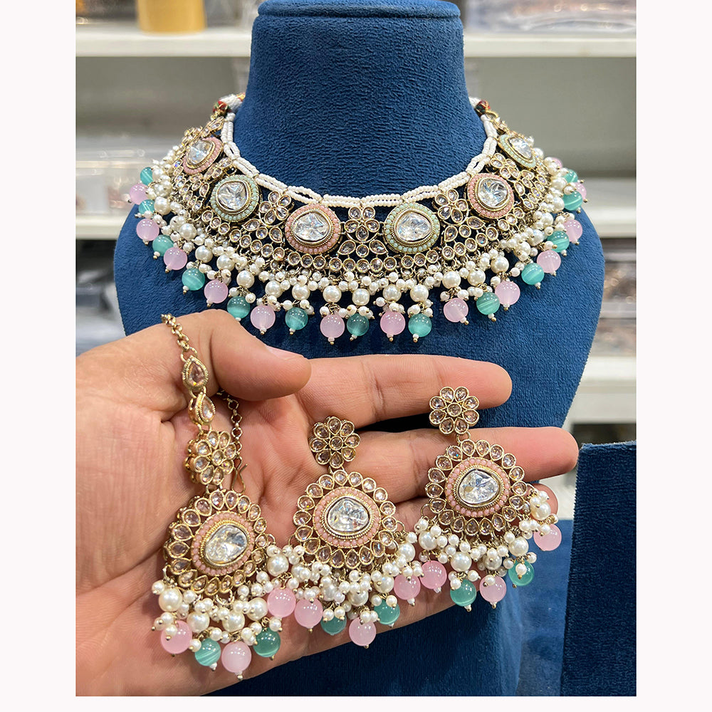Hira Collections Elegant Glow Kundan And Pearl Necklace Set