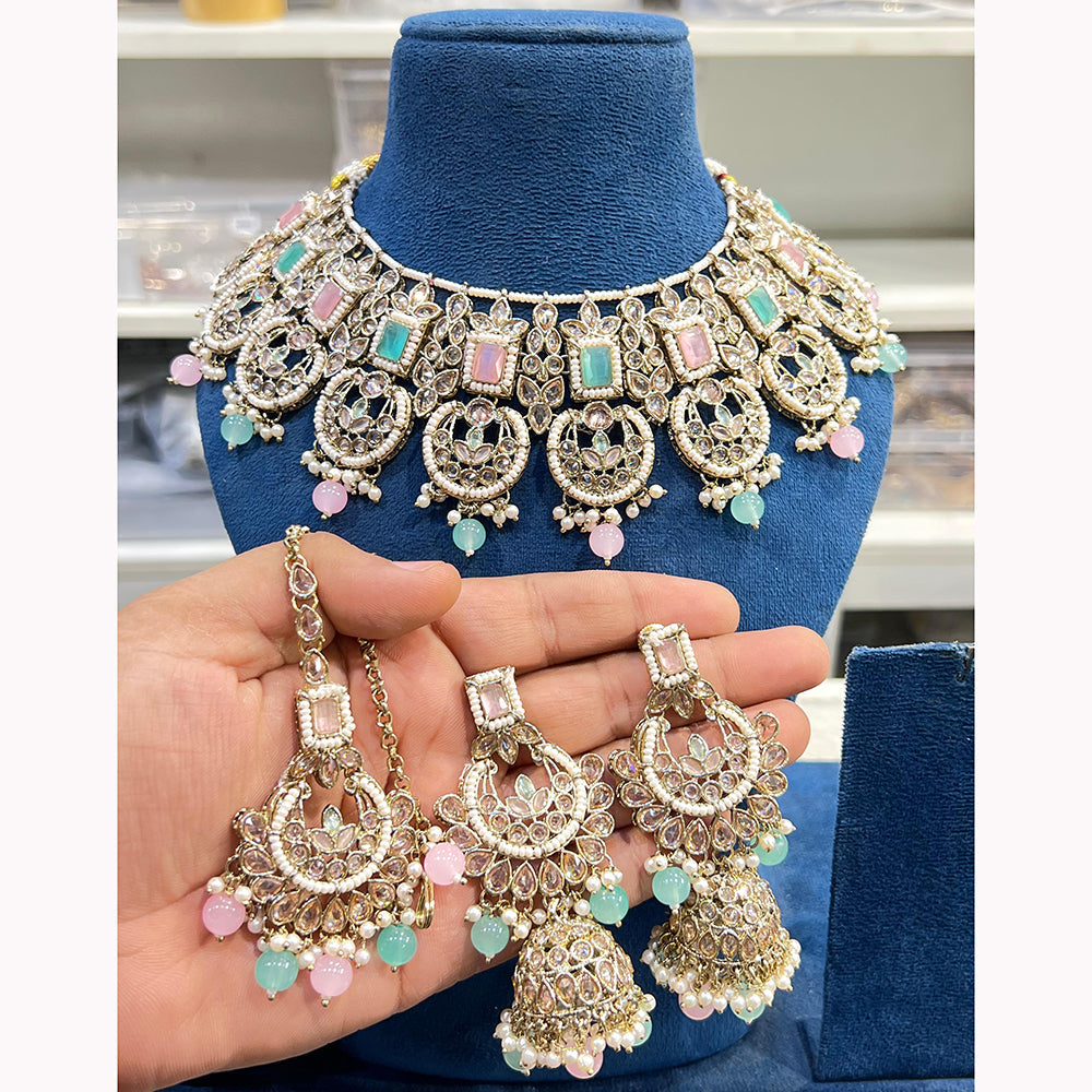 Hira Collections Ethnic Glow Pota And Pearl Necklace Set