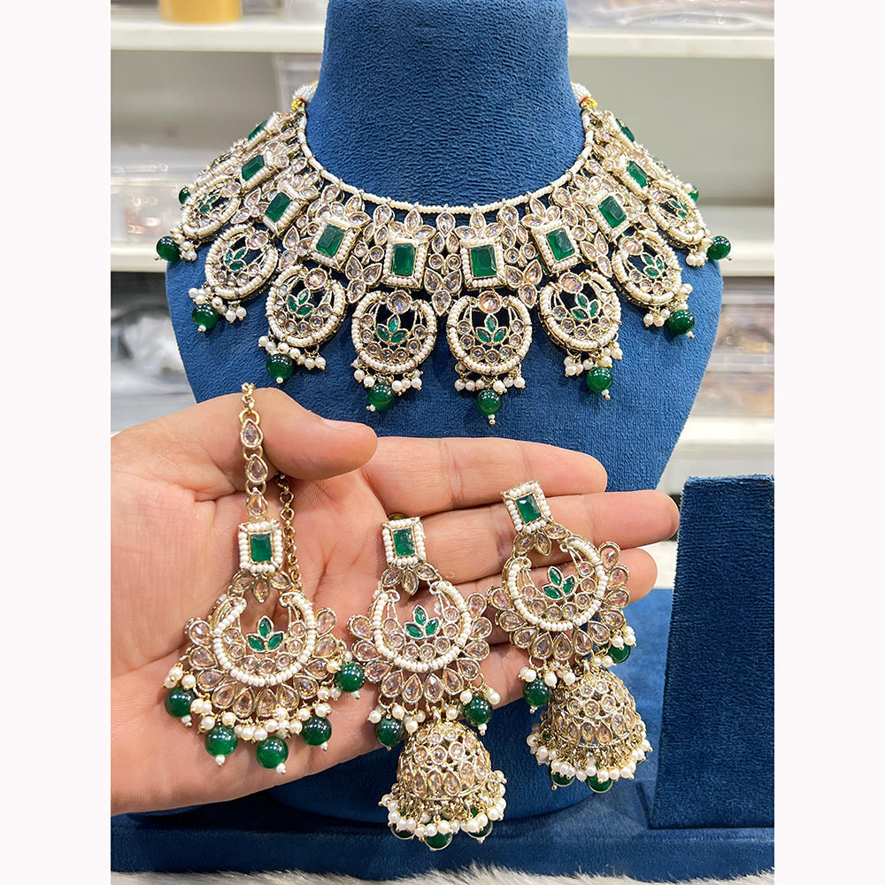 Hira Collections Ethnic Glow Pota And Pearl Necklace Set