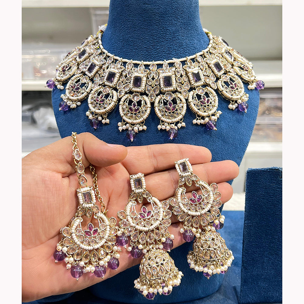 Hira Collections Ethnic Glow Pota And Pearl Necklace Set