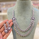 Hira Collection Sparkling American Diamond And Austrian Stone Necklace Set