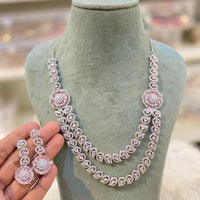 Hira Collection Sparkling American Diamond And Austrian Stone Necklace Set