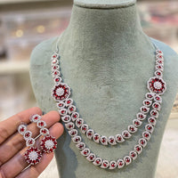 Hira Collection Sparkling American Diamond And Austrian Stone Necklace Set