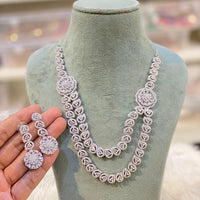 Hira Collection Sparkling American Diamond And Austrian Stone Necklace Set