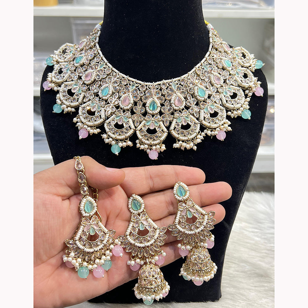 Hira Collections Ethnic Glow Pota And Pearl Necklace Set