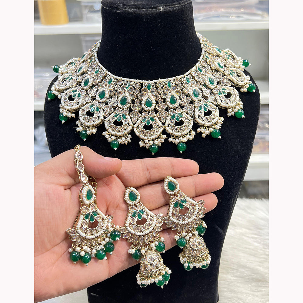 Hira Collections Ethnic Glow Pota And Pearl Necklace Set