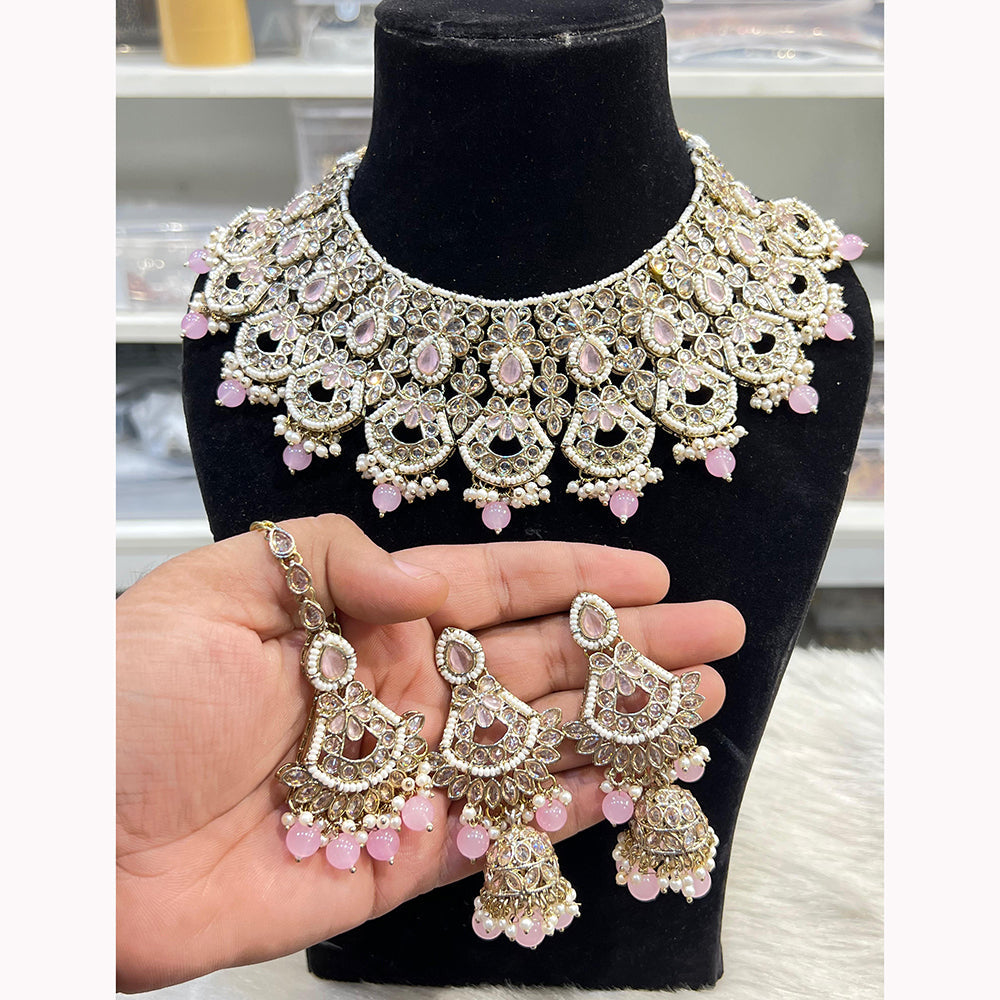 Hira Collections Ethnic Glow Pota And Pearl Necklace Set