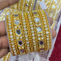 Hira Collections Ethnic Glow Crystal Stone Bangles Set