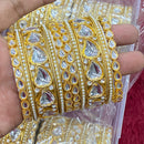 Hira Collections Divine Sparkle Crystal Stone And Pearl Bangles Set