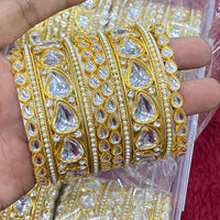 Hira Collections Divine Sparkle Crystal Stone And Pearl Bangles Set