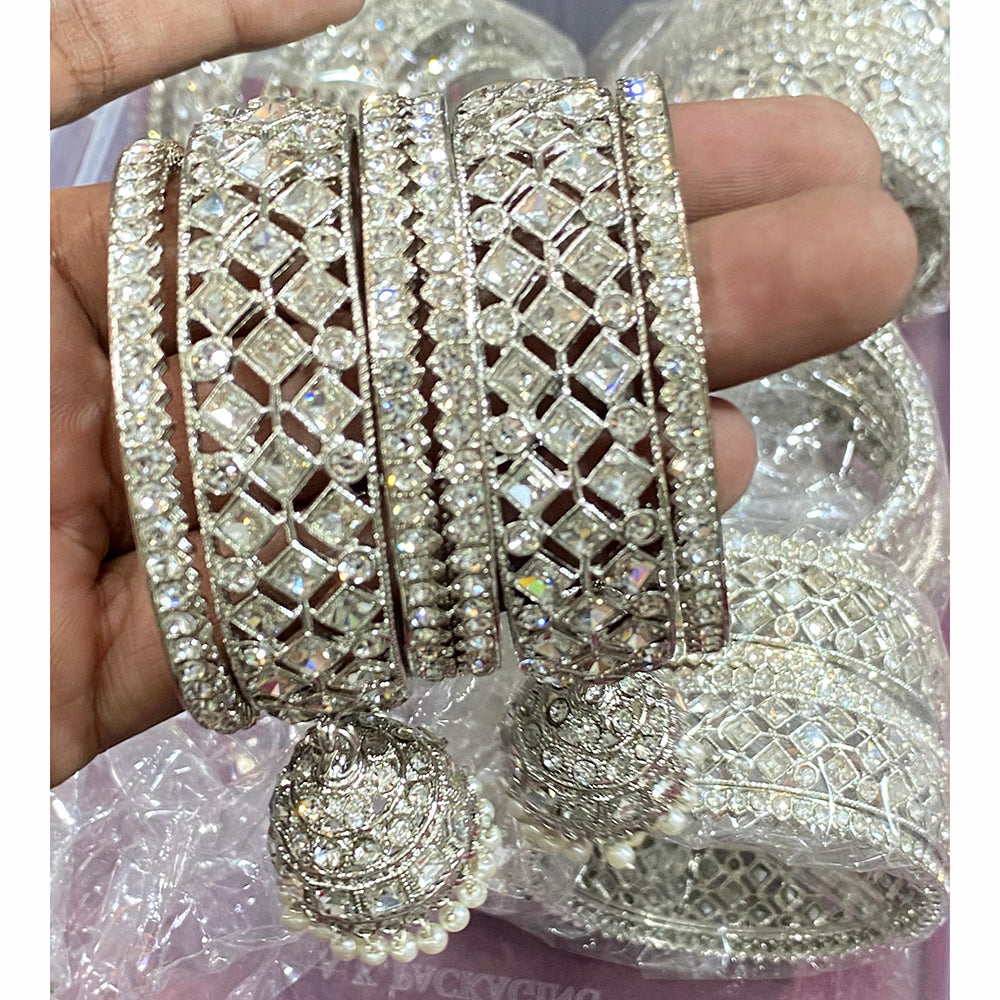 Hira Collections Sparkle Glow Crystal And Austrian Stone Bangles Set