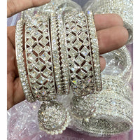 Hira Collections Sparkle Glow Crystal And Austrian Stone Bangles Set
