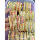 Hira Collections Divine Sparkle Crystal Stone And Pearl Bangles Set