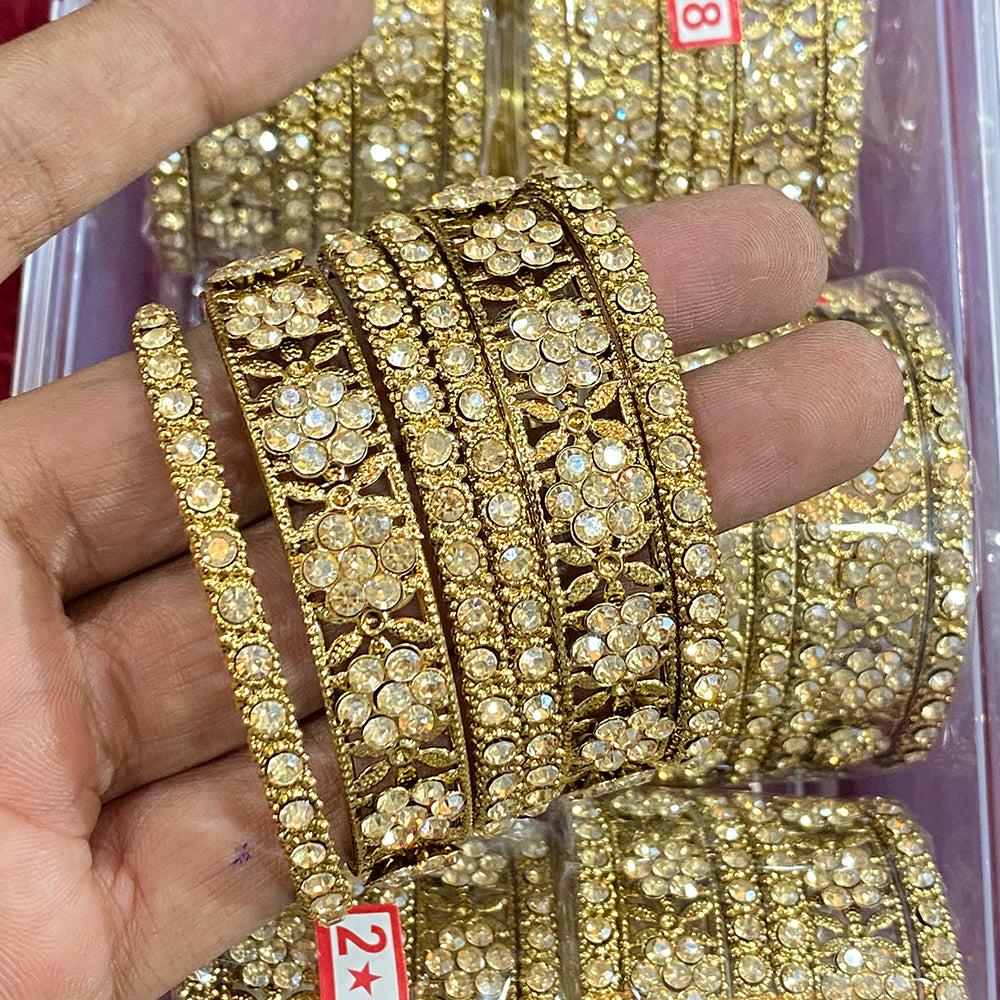 Hira Collections Ethnic Glow Crystal Stone Bangles Set